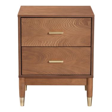 Mandolin Wood 2-Drawer Nightstand In Walnut Brown