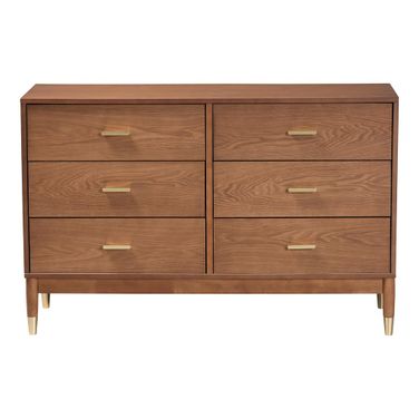 Mandolin Wood 6-Drawer Dresser In Walnut Brown