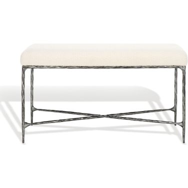 Mandy Boucle and Metal Bench In Ivory and Black