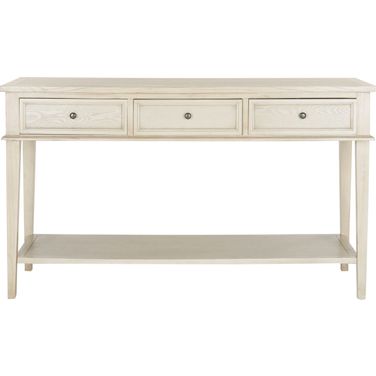 Manelin White Wash Console with 3 Storage Drawers