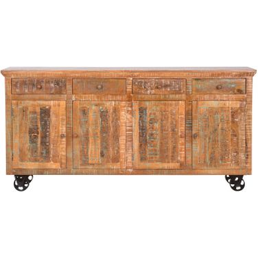Mango Wood Mobile Storage Console In Natural Brown
