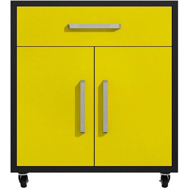Manhattan Comfort Eiffel 28.35 Inch Mobile Garage Storage Cabinet With 1 Drawer In Yellow Gloss