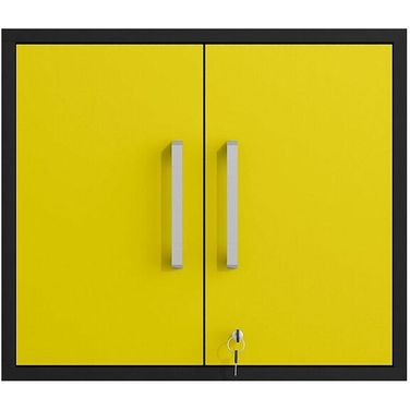 Manhattan Comfort Eiffel Floating Garage Storage Cabinet With Lock And Key In Yellow Gloss