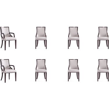 Manhattan Comfort Grand Faux Leather 8 - Piece Dining Chairs In Light Grey