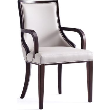 Manhattan Comfort Grand Faux Leather Dining Armchair In Light Grey