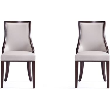 Manhattan Comfort Grand Faux Leather Dining Chairs - Set Of 2 In Light Grey