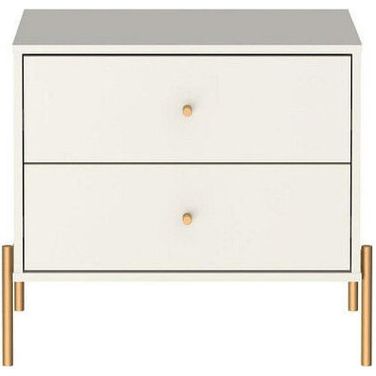 Manhattan Comfort Jasper Nightstand With Steel Gold Legs In Off White Matte