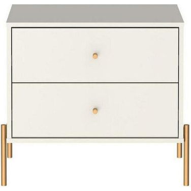 Manhattan Comfort Jasper Nightstand With Steel Gold Legs In White Gloss