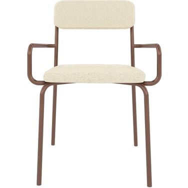 Manhattan Comfort Whythe Pu Leather Dining Chair In Natural Linen & Corten