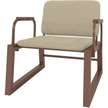Manhattan Comfort Whythe Pu Leather Low Accent Chair In Natural Linen & Corten AC-4PZ-205