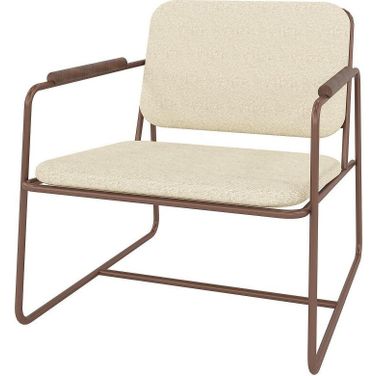 Manhattan Comfort Whythe Pu Leather Low Accent Chair In Natural Linen & Corten AC-5PZ-205