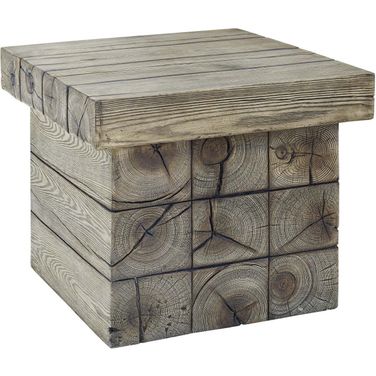 Manteo Light Gray Rustic Coastal Outdoor Patio Side Table