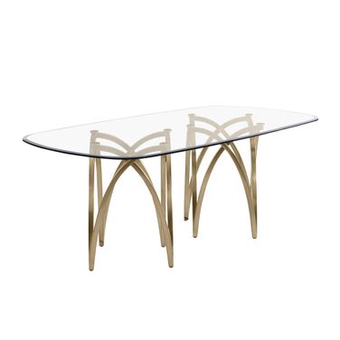 Manuel 78 x 42 Inch Glass Dining Table In Gold