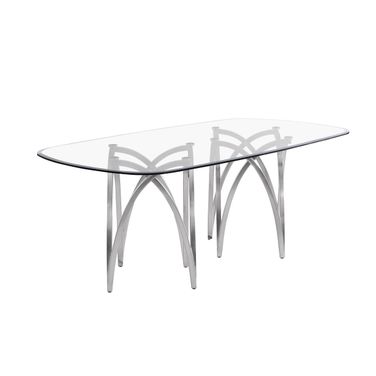 Manuel 78 x 42 Inch Glass Dining Table In Silver