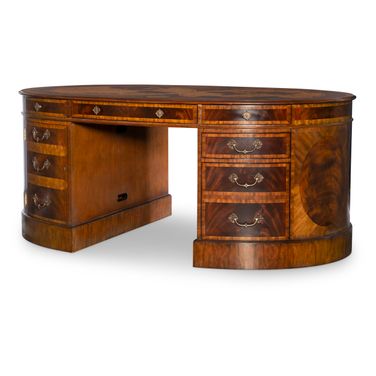Map Partner's Oval Desk In Brown