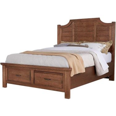 Maple Road King Scalloped Storage Bed In Antique Amish