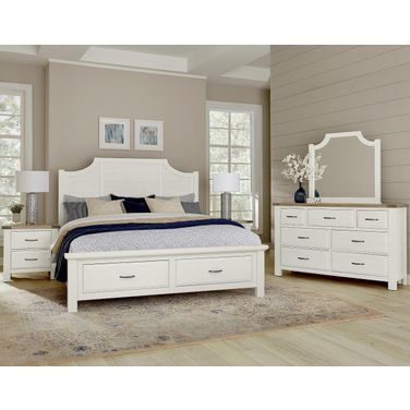 Maple Road Scalloped Storage Bedroom Set In Soft White