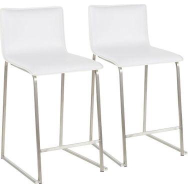 Mara Counter Stool Set of 2 In White/Chrome