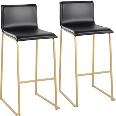 Mara Barstool Set of 2 In Black/Gold