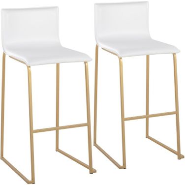 Mara Barstool Set of 2 In White/Gold
