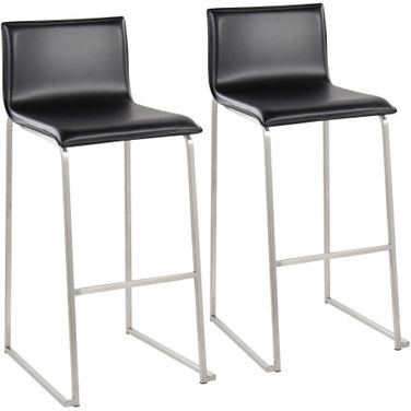 Mara Barstool Set of 2 In Black/Chrome