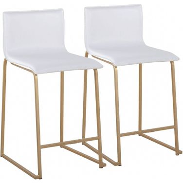 Mara Counter Stool Set of 2 In White/Gold