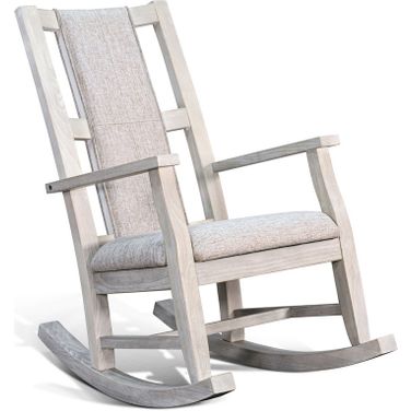 Mara Modern Wood Rocker Chair with Cushion In Light Grey