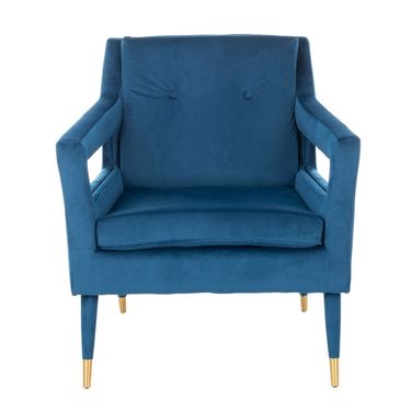 Mara Tufted Accent Chair in Navy and Gold