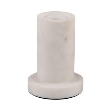 Marble 4 Inch Taper Candle Holder With Flat Base In White