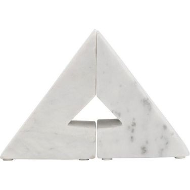 Marble 6 Inch Right Triangle Bookends Set of 2 In White