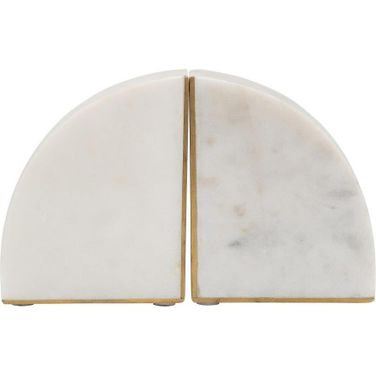 Marble 8 Inch Pie Bookends Set of 2 In White