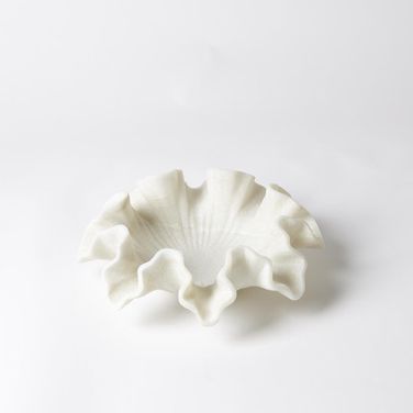 Marble Small Ruffle Bowl In White