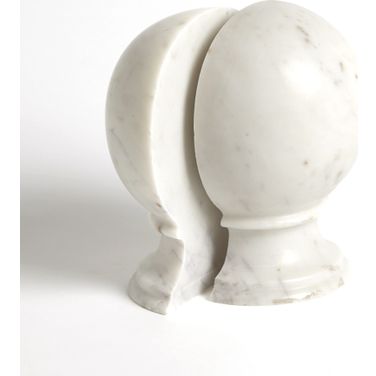 Marble Sphere Bookends In White
