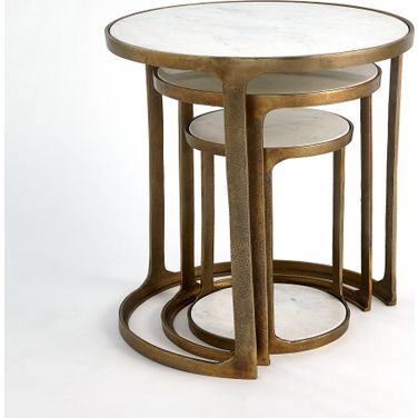 Marble Top Nesting Tables Set of 3 In Brass