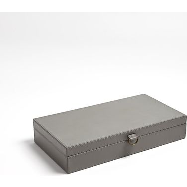 Marbled Leather D Ring Large Box In Dark Grey