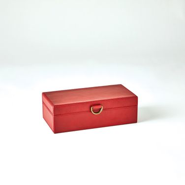 Marbled Leather D Ring Small Box In Deep Red