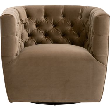 Marcel Swivel Club Chair In Caramel and Black