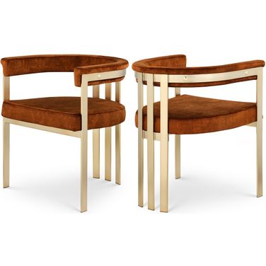 Marcello Velvet Dining Chair Set of 2 In Cognac