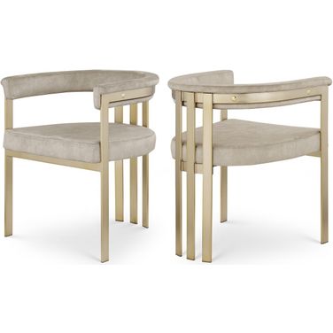 Marcello Colored Velvet Dining Chair Set of 2 In Stone