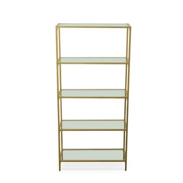 Marcello Glass Shelves Bookcase In Clear and Gold