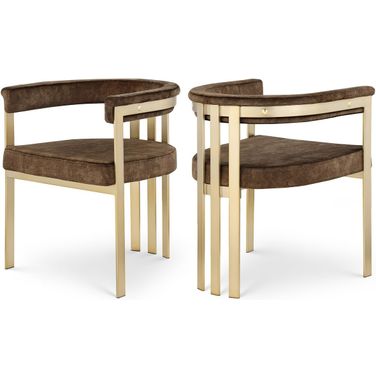 Marcello Velvet Dining Chair Set of 2 In Brown
