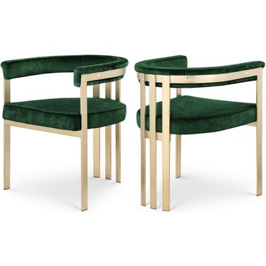 Marcello Velvet Dining Chair Set of 2 In Green