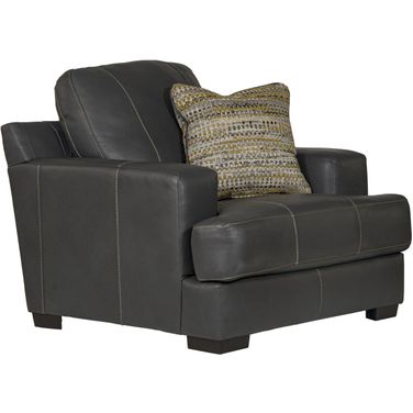 Marco Italian Top Grain Leather Match Chair In Gunmetal