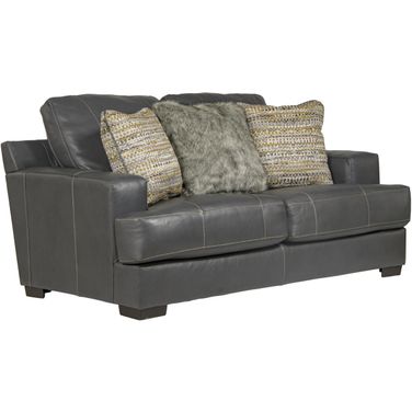 Marco Top Grain Italian Leather Match Loveseat In Gunmetal