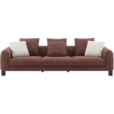 Mardi Sofa with 6 Pillows In Maroon