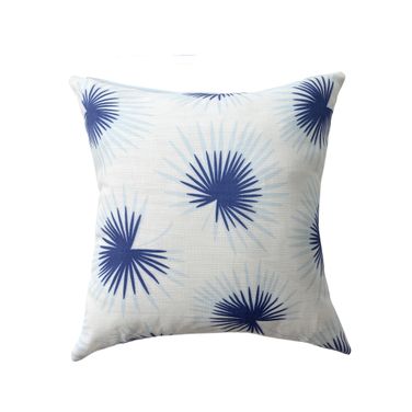 Marea 22" x 22" Poly Filled Floral Reversible Indoor/Outdoor Throw Pillow In Navy Blue and White