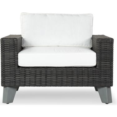 Margarita Wicker Patio Chair In Dark Grey and White