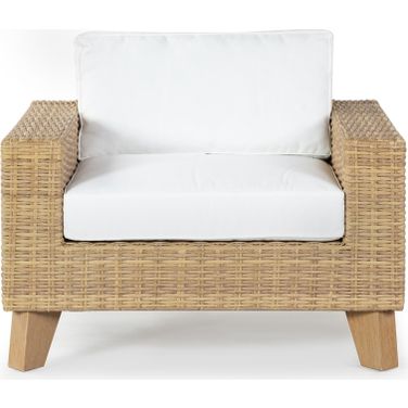 Margarita Wicker Patio Chair In Natural and White