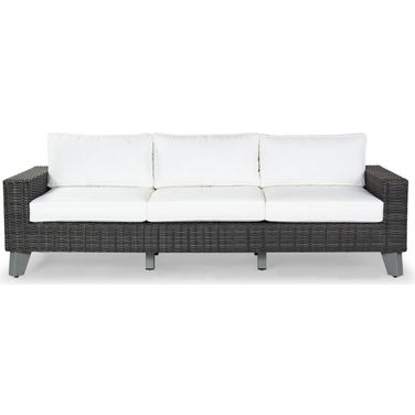 Margarita Wicker Patio Sofa In Dark Grey and White