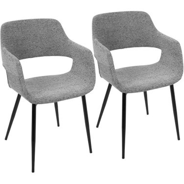 Margarite Mid-Century Modern Dining/Accent Chair In Black With Grey Fabric - Set Of 2